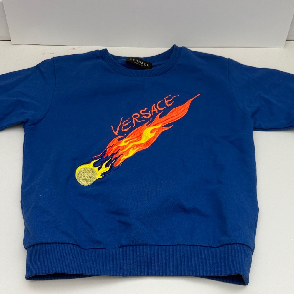 Versace Kids Sweatshirt with Blue and Flame Design